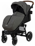 Коляска прогулочная Tomix "STELLA" 2022, (Grey+Black), колеса передние 20.5, задние 28 см, пятиточечные ремни безопасности, накидка для ног на молнии, москитная сетка, дождевик,  капюшон на молнии раскрывается до бампера, амортизация передних колес, регул