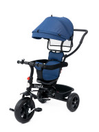 Детский трехколесный велосипед TOMIX "BABY TRIKE", Dark blue, EVA колеса 10 и 8 дюймов (25 и 20см), регулируемый капюшон, звонок, подставка для ног, корзина, регулируемая родительская ручка, защитный поручень, ограничительная лямка на бампер, макс. вес: 3